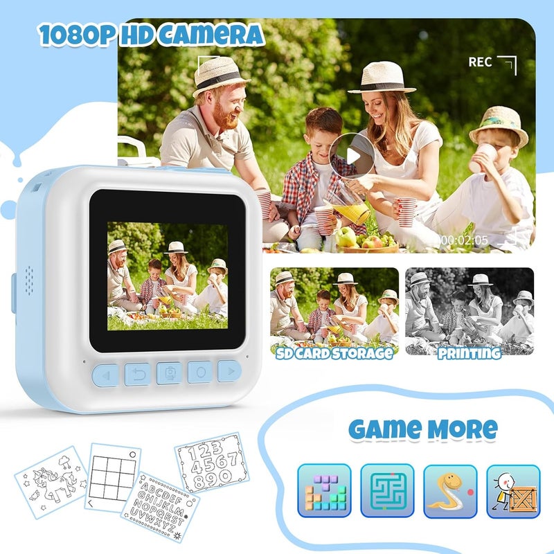 BOFIDAR Instant Print Camera for Kids, Toddler 1080P Toys Printable Selfie Cameras, Christmas Birthday Gifts for Girls Boys Age 3-10 with 3 Roller Photo Paper(Blue) - Image 3